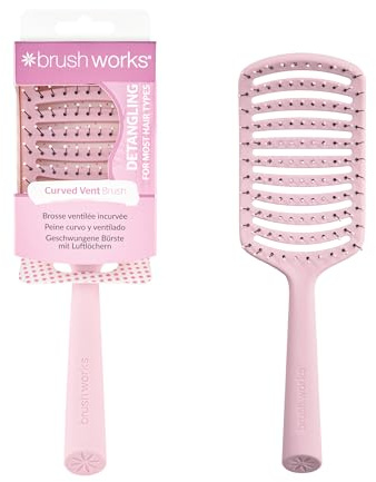 Brushworks Curved Vent Hair Brush – Paddle Brush for Faster Blow-Drying & Gentle Detangling – Smooth, Sleek Styles – Made from 96% Recycled Materials
