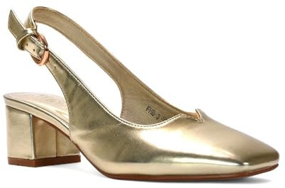 ESSEX GLAM Women's Slingback Court Shoes Ladies Square Toe Low Mid Block Heel Evening Classic Pumps Size 3-8