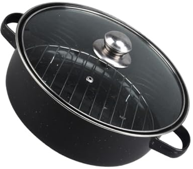 BESPORTBLE Cocotte en Fonte Polyvalente 26 CM pour Ailes de Poulet Rôties Maïs Grillé et Patates Douces Marmite Résistante Anti-Oxydation Barbecue et Cuisson Maison