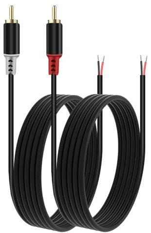 RULGOI Cinch-till-högtalarkabel, 2 nakna ledningar till Cinch-kontaktadapter – 20 AWG (500, centimeter)