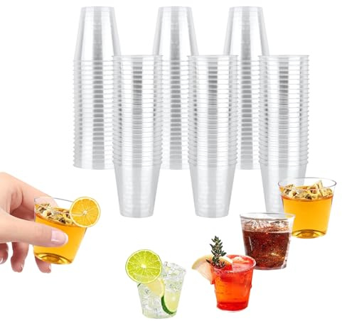 Transparenta Snapsglas i PS-Plast, 200-Pack, 30 ml, Återanvändbara Shotkoppar för Provningar och Fester