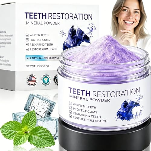 Poudre Blanchissante Dentaire Violette, Texture Fine Avec Un Goût De Menthe Fraîche, Adaptée À L’hygiène Quotidienne et Aux Taches De Café ou De Thé