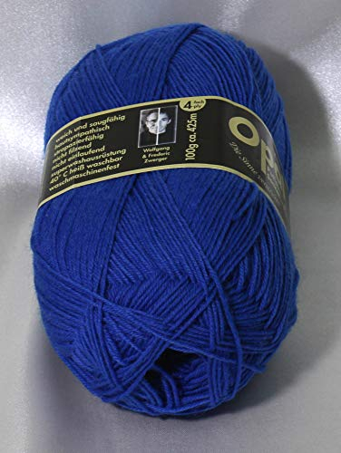 OPAL Uni (425m) 4-fädiges Garn - Wollmischung, leuchtende Volltonfarben, Garn für warme Socken und Pullover, 5188 Blau, 1 x 100 g