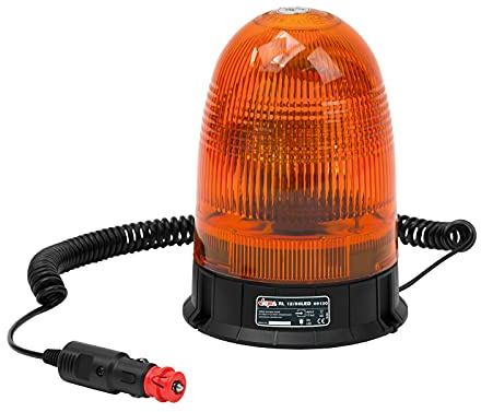 DEMA LED Rundumleuchte/Warnleuchte gelb 12V/24W mit Magnetfuß – 80 LEDs, 3 Meter-Kabel, Anschlusskabel für Bordspannungssteckdose – Ideal für Gabelstapler, Anhänger, Traktor, Auto, LKW, SUV