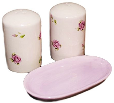 Juego de salero pimentero to rosas cerámica