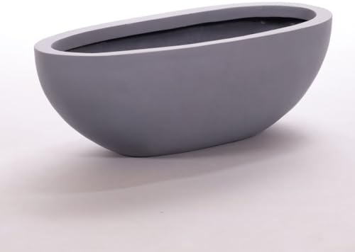 Elegant Einrichten Pflanzschale Fiberglas oval 51x23xH18cm grau.