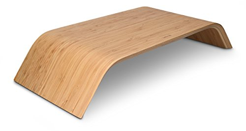 kalibri Bildschirm Holzständer TV Ständer - Computer Tisch Schreibtisch Aufsatz Monitorständer Bank - Schreibtischaufsatz aus Bambus in Hellbraun