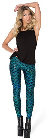 FLAVES FASHION Leggins mit Meerjungfrauen-Motiv, mit Fischschuppen-Druck, Stretch, enganliegend, türkis, 38-40