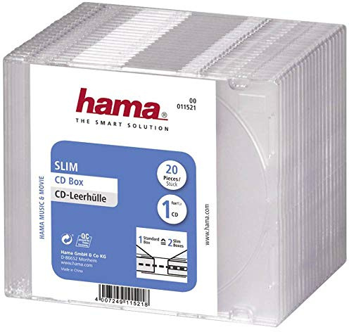 Hama CD-Gehäuse Slim, 20 Stück, Tansparent