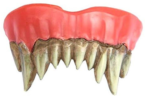 shoperama Spitze Horror Monster Zähne mit Belag und Thermoplast-Masse Dämon Zombie Teufel Gebiss Special FX