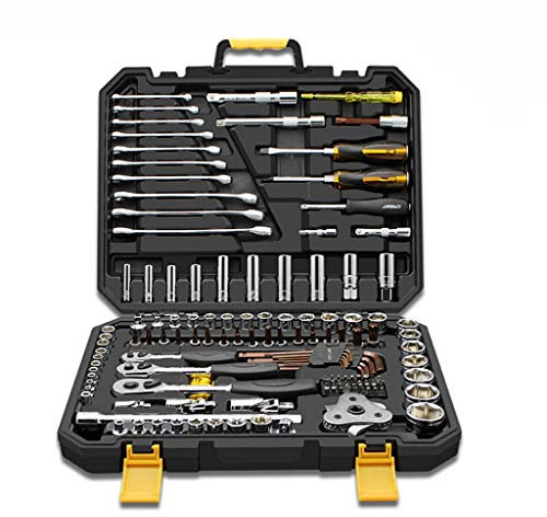 GJX Werkzeugkoffer 140 Stück Mechanik Kit Werkzeuge und Socket Set Mechanik Werkzeug-Set Auto Werkzeug Zubehör-Set, Steckschlüsselsatz, Werkzeugset Set, elektrisches Werkzeug-Set