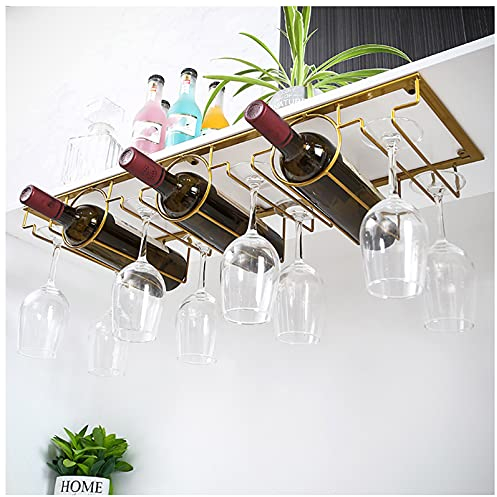 ACXZ Hängender Weinglashalter und Stielregal unter dem Schrank, 1 Flasche / 4 Gläser, 2 Flaschen / 6 Gläser, 3 Flaschen / 8 Gläser, Gläserschiene Halter für Küchen (Schwarz, Weiß, Bronze, Gold)