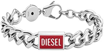 Diesel Armband Für Männer Stahl, Länge: 180-195mm, Breite: 12mm, Höhe: 4.3mm Silber Edelstahlarmband, DX1371040