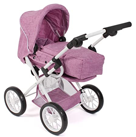 Bayer Chic 2000 - Puppenwagen Leni, 2in1 Kombipuppenwagen mit herausnehmbarer Tragetasche, Jeans pink, 560-62, 64 x 37 x 68 cm