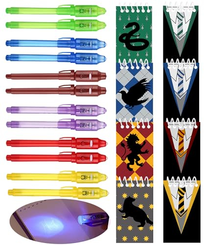 12 uv Stift und 12 Notizbuch,Harry Schulparty Mitgebsel Kindergeburtstag Junge & Mädchen,Kindergeburtstag Gastgeschenke, Adventskalender & Kleine Geschenke Kinder,magische Schul Deko
