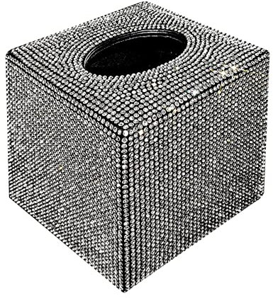 Scatola Per Fazzoletti Quadrati in Pelle PU, Bling Bling Porta Fazzoletti Con Strass, Scatola Del Tessuto Per Veicoli Auto Dispenser Di Carta Per Bagno Per Bagno Casa Ufficio Auto