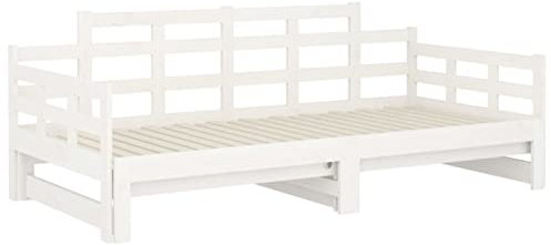 Tidyard Tagesbett Ausziehbar Tagesbettgestell Bett Bettrahmen Sofa Bettcouch Schlafcouch Bettsofa Polstersofa Loungesofa Schlafsofa Gästebetts Wohnmöbel 80 x 200 cm (B x L),Massives Kiefernholz