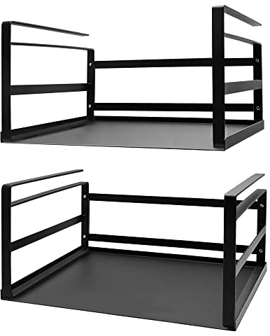 Nxconsu 2Pack Under Shelf Storage Basket Organizer Hanging Holder for Cabinet Pantry Kitchen Cupboard Desk Counter Bookshelf Organization Add-on Space Saver Heavy Duty Slide-in Black Large