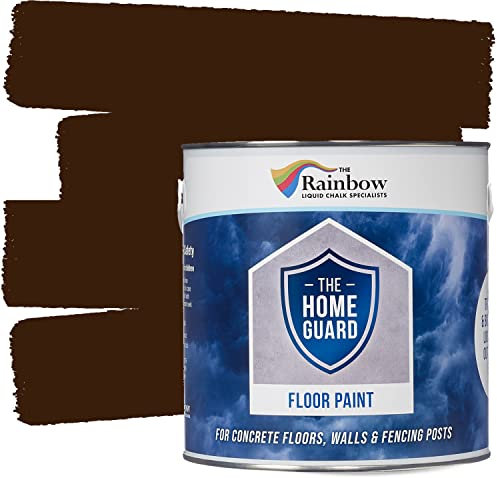 RAINBOW CHALK MARKERS LTD HOME GUARD FLOOR PAINT Hard Wearing Water-Based Paint that is ideal for Interior and Exterior Concrete, Patio Floors. Satin Finish (5 Litre, Brown)