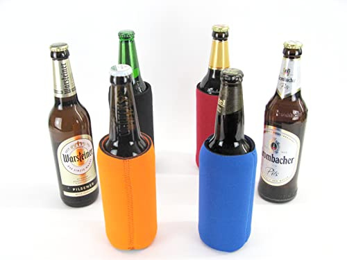 4x Bierkühler für 0,5L DIN Flaschen im buntem Mix. Getränkekühler- Flaschenkühler für alle genormten Bierflaschen aus 5mm dicken Neopren für beste Kühlung - Qualitätskühler (0,5L, bunter Mix, 4)