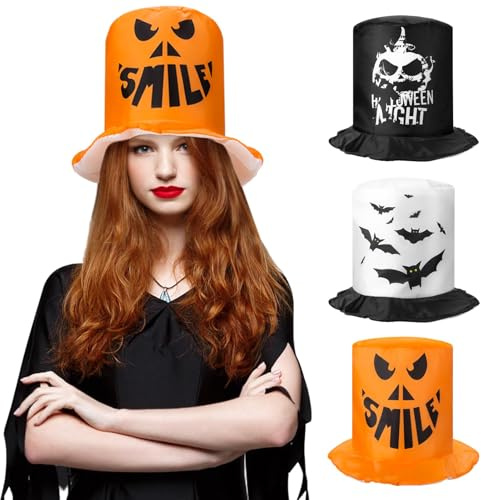 MELLIEX 1 Pezzo Cappello a Cilindro per Halloween, Arancione Unisex Cappello per Feste di Halloween Carnevale per Adulti e Bambini