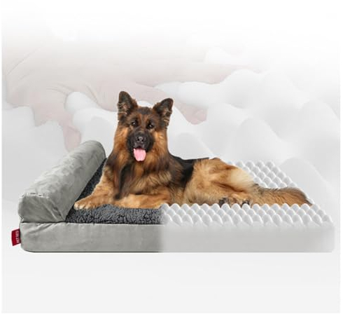 MeLtor Hundematratze, mit Eierförmiger Kistenschaum Orthopädisches Hundekissen, rutschfeste Unterseite, Bezug Abnehmbar Waschbar Hundebett Abwaschbar,style2-XXL(51.2×36.6×4in)