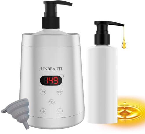 LINBEAUTI Massageölwärmer Flasche Professionelle Lotion-Heizung für SPA, Automatischer Ölwärmer Beheizte Öl-Lotion-Creme für Salon, Friseurläden, Zuhause, Silber
