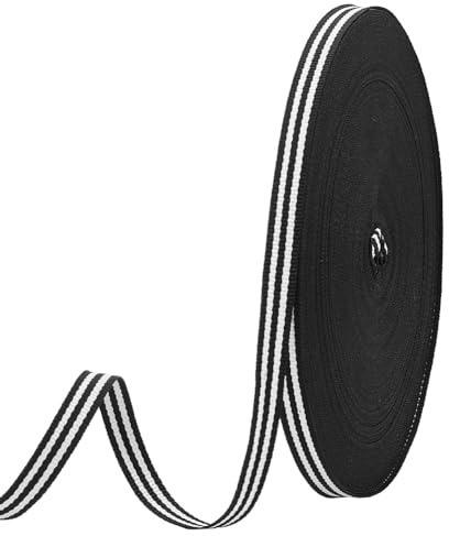 PH PandaHall Nastro A Strisce Bianche Nere Da 45.72 m, Nastro In Tessuto A Righe Gros-Grain Classico Da 10 mm per Confezioni Regalo, Feste, San Valentino, Bouquet Da Sposa, Ghirlande Artigianali