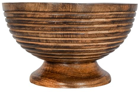 Bandeja de madera natural Divit Shilp, cuenco para servir ensalada, verduras y frutas, bandeja grande y profunda para la familia, fiesta. ((Ring Bowl)