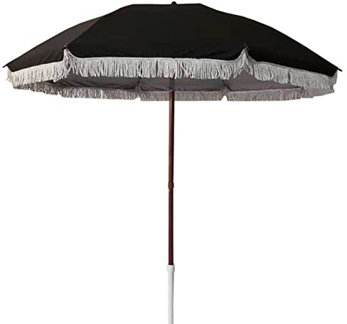 ISCBAFYX Parasol Garden 6.5Ft/2M Umbrella Outdoor Patio Parasol Umbrella Beach Umbrella With Fringe Steel Pole 8 Ribs Sun Shading For Pool, Balcony