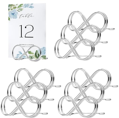 10 Stück Metall Hochzeit Tischkartenhalter, Party Sitzetiketten Tischkartenclips Hochzeit Kartenhalter, Nachrichtenclip Tischnummer Halter Ständer, für Bilder, Partys, Restaurants (Silber)