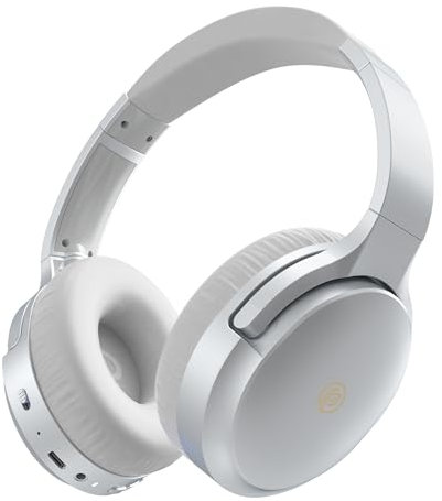 Rebocico Noise Cancelling Headphones, 80H playtime Bluetooth Headphones Wireless with Mic,over Ear Headphones Wireless with Deep Bass for Home, Office, Travel-Silver