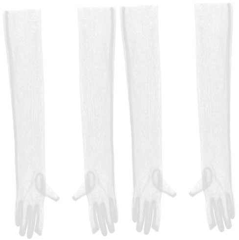 BESTYASH 2 Paar Braut-Tüllhandschuhe handschuhe elegant brauthandschuhe Hochzeitshandschuhe weiße transparente Handschuhe weiße Netzhandschuhe lange Handschuhe Gittergewebe