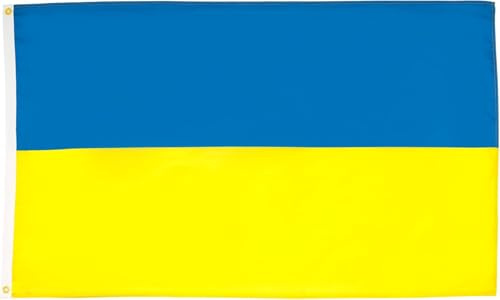 Happium Bandiera nazionale ucraina a doppia faccia con due occhielli in ottone, bandiere grandi bandiere nazionali ucraine per parata, attività patriottiche, decorazione per la casa e il giardino, 90