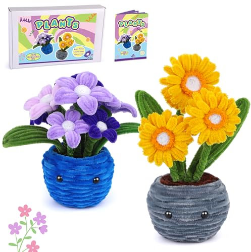Zlulary Pulitori per tubi, kit di pulizia per tubi di fiori multicolore, in ciniglia, con tutorial per piante e fiori, forniture artigianali per progetti artistici fai da te e decorazioni