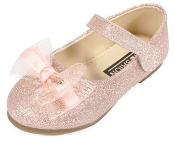 QUNUNOIRE-Scarpe Principessa Glitterate per Bambina Bimba Ragazza, Scarpe Cosplay con Paillettes Eleganti per Festa Cerimonia Rosa 25