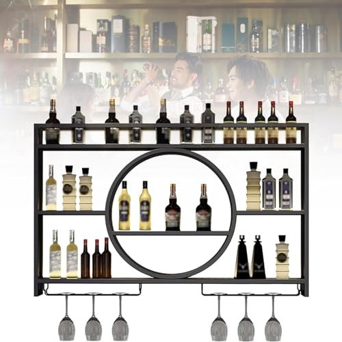 Weinregal zur Wandmontage,Weinregal Palette Eisen Weinregal Wand Flaschenhalter Küchenregal Hängend Weinregale Flaschenregal Weinglasregal für Restaurant Bar(Size:140*15*80cm,Color:Schwarz)