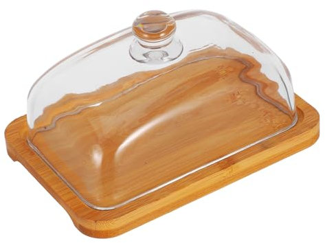 Cabilock Mantequera De Vidrio Con Tapa Diseño Elegante Para Refrigerador y Mostrador Para Queso y Postres