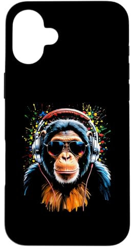 Funky DJ Monkey with Shades and Headphones Case for iPhone 16 Plus