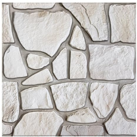 Commomy 10pcs Faux Fieldstone 3D Wall Panels - 11.8 x 11.8Self Adhesive Wall Tiles PVC Brick Stone Wallpaper for Interior Bedroom,Living Room,Kitchen,RV