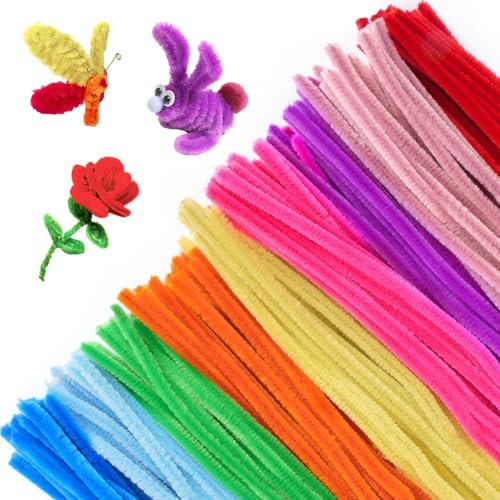 200 Stück Pfeifenputzer zum Basteln, 10 Farben Pfeifenreiniger Bastelset, 30cm Lang Pfeifenreiniger Chenilledraht, Bunt Bastelset Pipe Cleaner für DIY Projekte Bastelzubehör (Regenbogen-Farben)