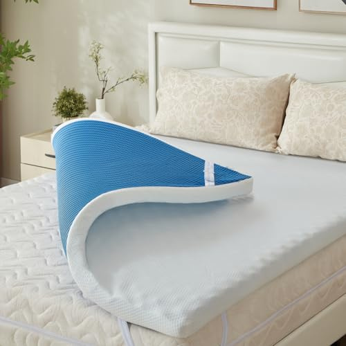 Matratzen Topper 90x200cm 10cm Höhe, Kühlung Gelschaum Matratzentopper Härt, Gel Topper Geltopper H2 H3 für 90x200 Boxspringbett Schlafsofa, Außenhülle Waschbar, Öko-TEX® Zertifiziert