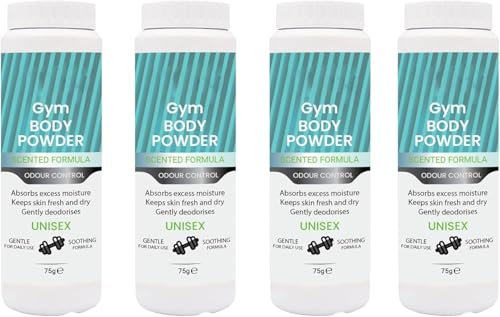 DIOXSTAR Gym Body Powder, Protect Your Skin from Chafing, Non-Greasy, Reduce The Feeling of Sweat, Preventing Discomfort and Irritation, Moisture-Absorbing Qualities, (4PCS)