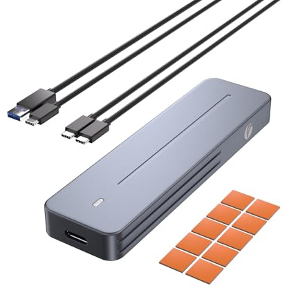 VCOM M.2 NVMe Enclosure, 10Gbps SSD Enclosure with USB 3.1 Gen 2 | Aluminum NVMe PCIe to USB Adapter with Cooling Pad, Supports UASP & TRIM, M&B Key/M Key in 2230/2242 /2260/2280 SSDs