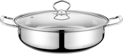 28cm Stainless Steel Stockpot with Glass Lid | Multi-Purpose Stew Pot for Home Cooking & Commercial Use (Leak-Proof, Easy Clean, 18/0 Material)(Size:28cm)