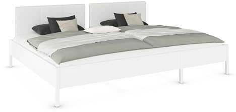 Rauch Möbel MARE, Familienbett, Farbe Weiß, Maße 278x98x209 cm | Bett, Mehrpersonenbett für gemeinsames Schlafen mit der Familie, mit Polster-Kopfteil, Schlafzimmer, Liegefläche 270x200 cm