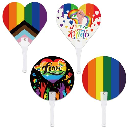 HOWAF 8 Stück Fächer Gay Pride Accessories Handfächer Klein, Herzform Runder Pride Flag LGBTQ Flagge Fecher Damen Herren Regenbogenfahne Progress pride flag Fächer Bunt LGBTQ Accessoires Pride Zubeh?r