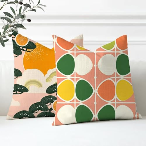 Cuscini per Divano 45x45cm Pezzi 4,Lilla Impermeabili Velluto Cuscini da Esterno Stampa Fronte-Retro Albero Cuscino Decorativo con Cerniera Invisibile per Soggiorno Camera Decorazioni Autunnali XD-670
