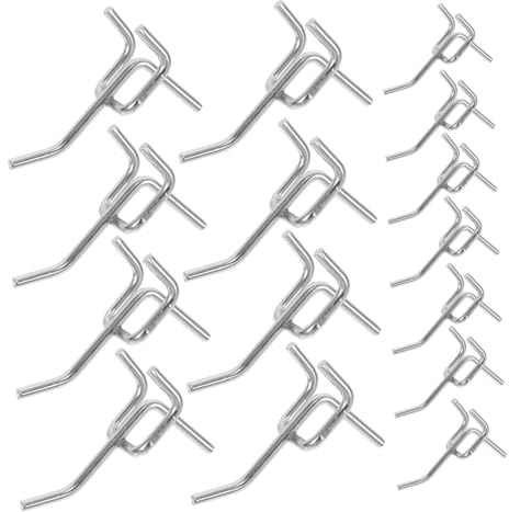 POPETPOP 50Piezas Ganchos de Panel Perforado al para Almacenamiento y Exhibición Taller y Garaje Ganchos Colgantes Resistentes Plata