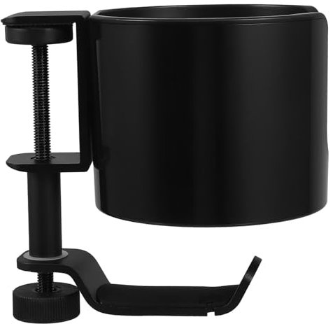 Happyyami Portavasos Giratorio para Auriculares de Escritorio Soporte para Tazas y Vasos Clip Antideslizante Diseño Compacto para Oficina y Hogar de Mesa